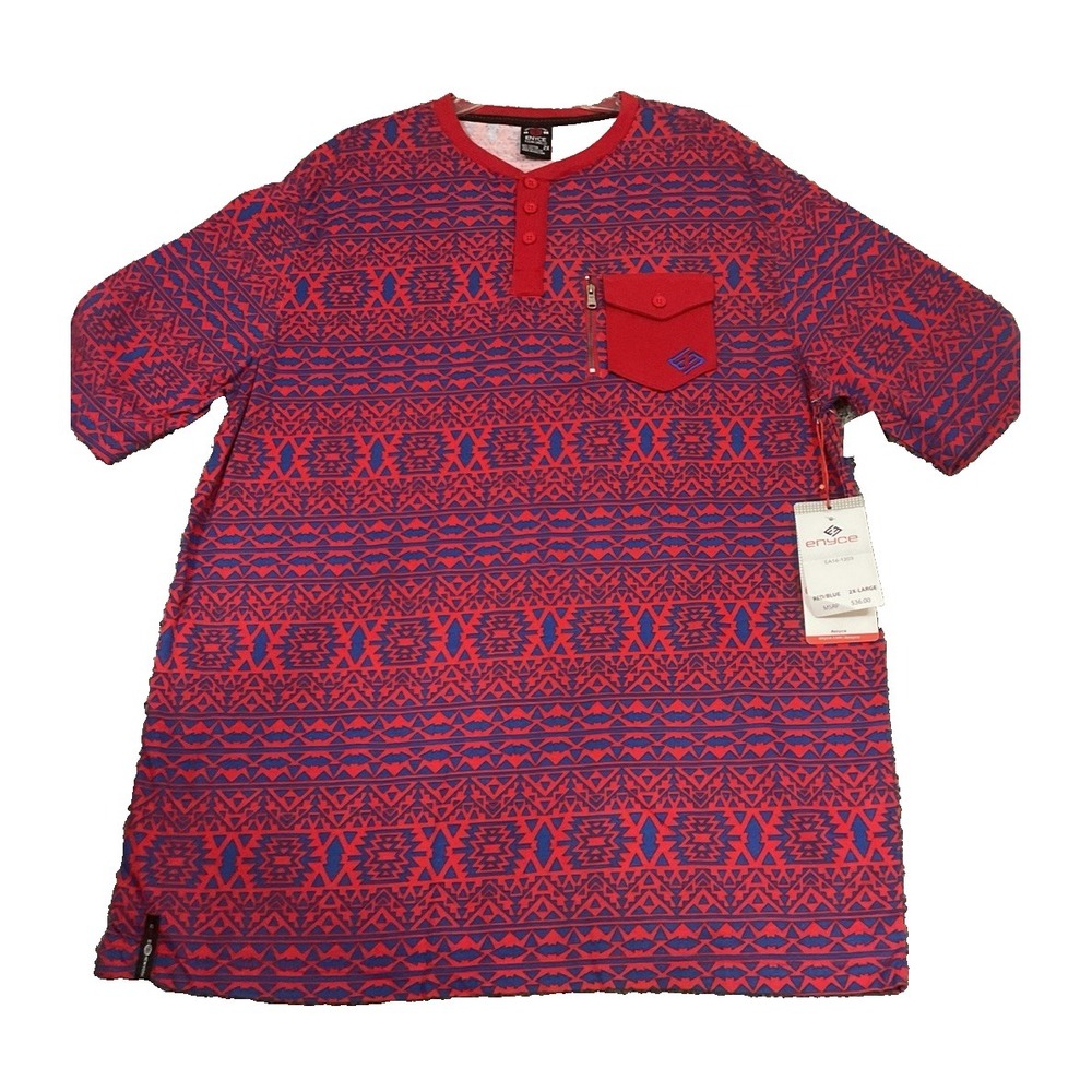 90s VTG NOS NWT ENYCE Hip Hop Aztek Y2K‎ Men's Red Polo Shirt Size 2X